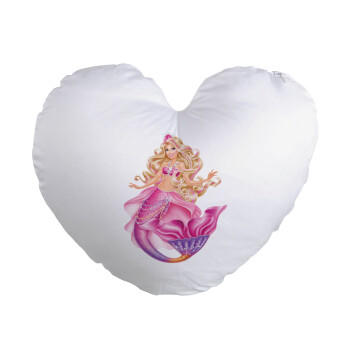 Barbie γοργόνα μπλε, Μαξιλάρι καναπέ καρδιά 40x40cm περιέχεται το  γέμισμα