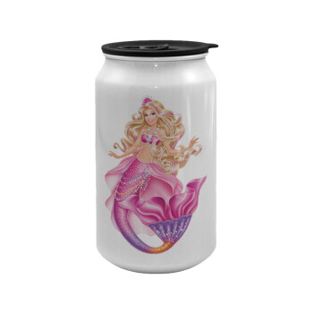 Barbie γοργόνα μπλε, Κούπα ταξιδιού μεταλλική με καπάκι (tin-can) 500ml