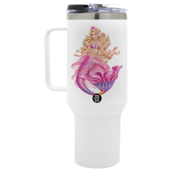 Barbie γοργόνα μπλε, Mega Tumbler με καπάκι, διπλού τοιχώματος (θερμό) 1,2L