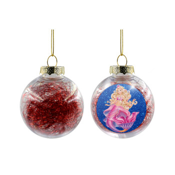Barbie γοργόνα μπλε, Χριστουγεννιάτικη μπάλα δένδρου διάφανη με κόκκινο γέμισμα 8cm