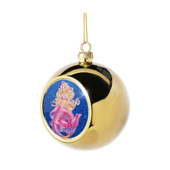 Barbie γοργόνα μπλε, Χριστουγεννιάτικη μπάλα δένδρου Χρυσή 8cm