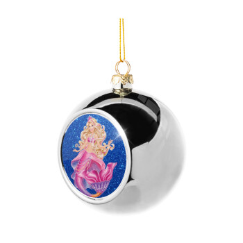 Barbie mermaid blue, Silver 8cm Christmas tree ball ornament