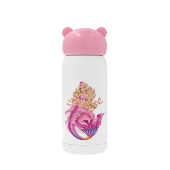 Barbie mermaid blue, Pink stainless steel thermal flask, 320ml