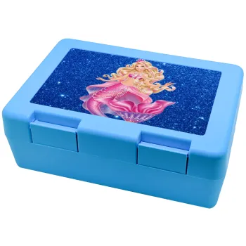 Barbie mermaid blue, Children's cookie container LIGHT BLUE 185x128x65mm (BPA free plastic)