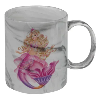 Barbie mermaid blue, Mug ceramic marble style, 330ml