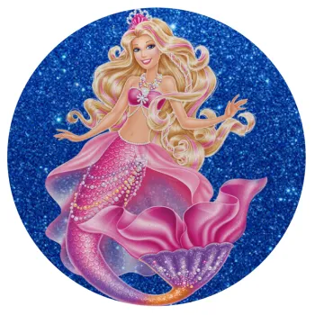 Barbie γοργόνα μπλε, Mousepad Στρογγυλό 20cm