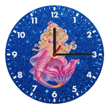 Barbie γοργόνα μπλε, Ρολόι τοίχου ξύλινο (20cm)