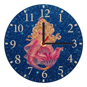 Barbie γοργόνα μπλε, Ρολόι τοίχου ξύλινο plywood (20cm)