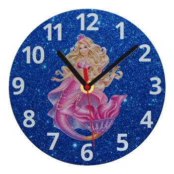 Barbie γοργόνα μπλε, Ρολόι τοίχου γυάλινο (20cm)