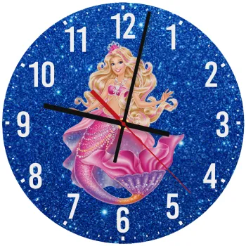 Barbie γοργόνα μπλε, Ρολόι τοίχου ξύλινο (30cm)