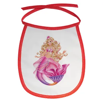 Barbie mermaid blue, Σαλιάρα μωρού αλέκιαστη με κορδόνι Κόκκινη