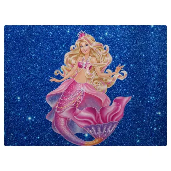 Barbie γοργόνα μπλε, Επιφάνεια κοπής γυάλινη (38x28cm)