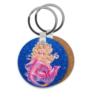 Barbie γοργόνα μπλε, Μπρελόκ Ξύλινο στρογγυλό MDF Φ5cm