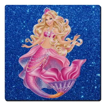 Barbie γοργόνα μπλε, Τετράγωνο μαγνητάκι ξύλινο 6x6cm