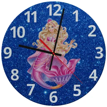 Barbie γοργόνα μπλε, Ρολόι τοίχου γυάλινο (30cm)
