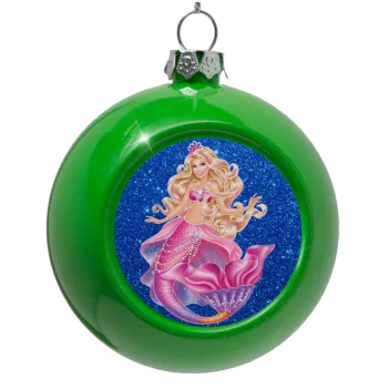 Barbie mermaid blue, Green Christmas tree ornament bauble 8cm