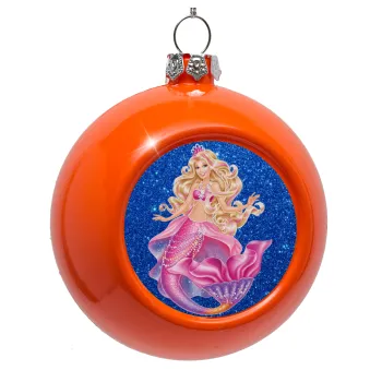 Barbie mermaid blue, Orange Christmas tree ornament bauble 8cm