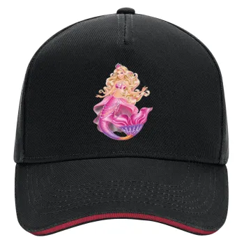 Barbie mermaid blue, DRILL Adult Ultimate Hat BLACK/RED, (100% COTTON, ADULT, UNISEX, ONE SIZE)