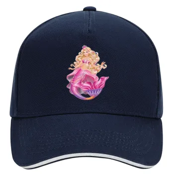 Barbie mermaid blue, DRILL Adult Ultimate Hat BLUE/WHITE, (100% COTTON, ADULT, UNISEX, ONE SIZE)