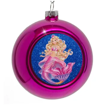 Barbie mermaid blue, Purple Christmas tree ornament bauble 8cm