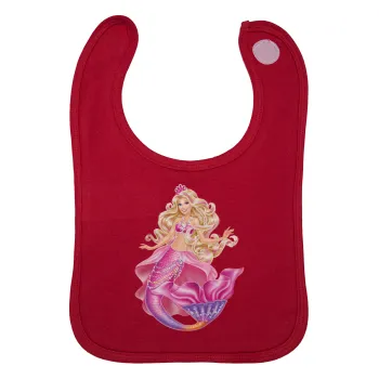 Barbie mermaid blue, Σαλιάρα με Σκρατς Κόκκινη 100% Organic Cotton (0-18 months)