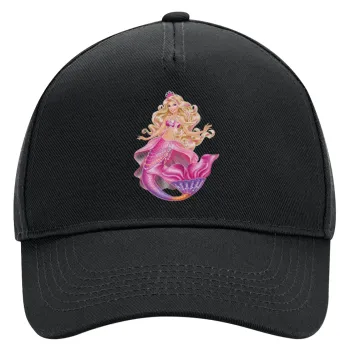 Barbie mermaid blue, Adult Ultimate Hat BLACK, (100% COTTON DRILL, ADULT, UNISEX, ONE SIZE)