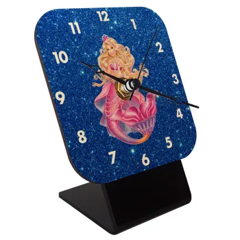 Barbie mermaid blue, Quartz Table clock in natural wood (10cm)