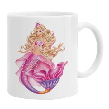 Barbie mermaid blue, Ceramic coffee mug, 330ml