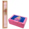 Easter Set, children's snack container PINK & scented flat Easter candle (30cm) (PINK)