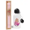 Easter Set, metallic aluminum bottle (500ml) & aromatic flat Easter candle (30cm) (PINK)