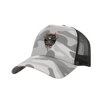 Baldur's Gate, Adult Structured Trucker Hat, with Mesh, (Camouflage) Army Camo (100% COTTON, ADULT, UNISEX, ONE SIZE)