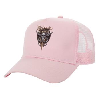 Baldur's Gate, Adult Structured Trucker Hat, with Mesh, PINK (100% COTTON, ADULT, UNISEX, ONE SIZE)