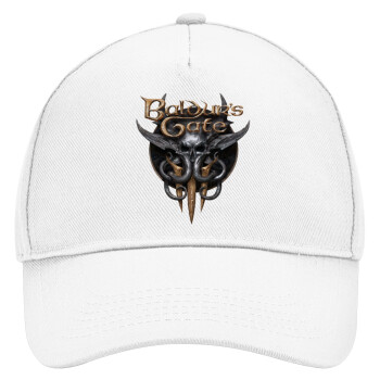 Baldur's Gate, Adult Baseball Cap, Drill, White (100% COTTON, ADULT, UNISEX, ONE SIZE)