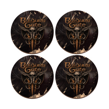Baldur's Gate, ΣΕΤ x4 Σουβέρ ξύλινα στρογγυλά plywood (9cm)