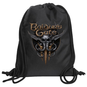 Baldur's Gate, Τσάντα πλάτης πουγκί GYMBAG Μαύρη, με τσέπη (40x48cm) & χονδρά κορδόνια