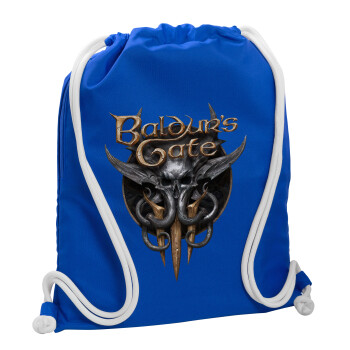 Baldur's Gate, Τσάντα πλάτης πουγκί GYMBAG Μπλε, με τσέπη (40x48cm) & χονδρά κορδόνια