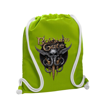 Baldur's Gate, Τσάντα πλάτης πουγκί GYMBAG LIME GREEN, με τσέπη (40x48cm) & χονδρά κορδόνια