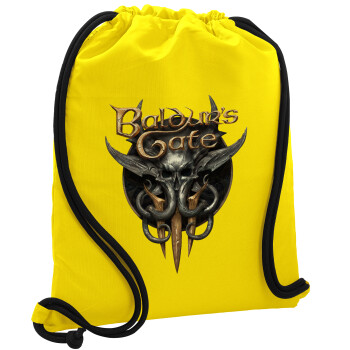 Baldur's Gate, Τσάντα πλάτης πουγκί GYMBAG Κίτρινη, με τσέπη (40x48cm) & χονδρά κορδόνια