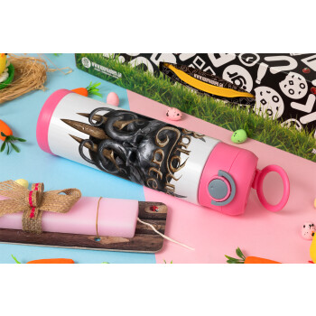 Baldur's Gate, Easter candle, Childrens hot water bottle, stainless steel, with safety straw, PINK (500ml)