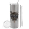 Tumbler stainless steel Silver 600ml, with metal straw & cleaning brush