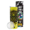 Neon Yellow Travel Tumbler, with metal straw (Stainless steel 304 Food grade, BPA free, 600ml)