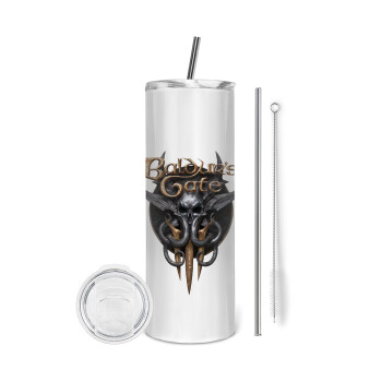 Baldur's Gate, Eco friendly stainless steel tumbler 600ml, with metal straw & cleaning brush