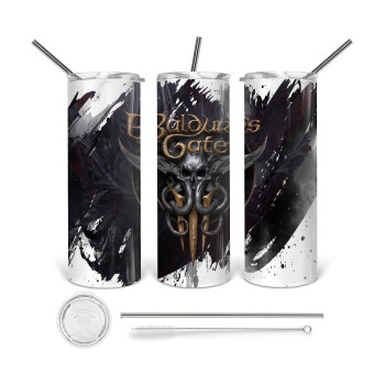 Baldur's Gate, 360 Eco friendly stainless steel tumbler 600ml, with metal straw & cleaning brush