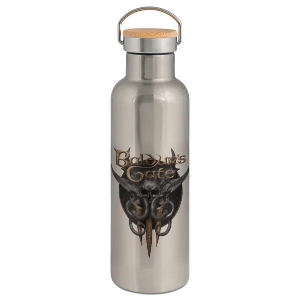 Baldur's Gate — Stainless steel Silver with wooden lid (bamboo), double wall, 750ml