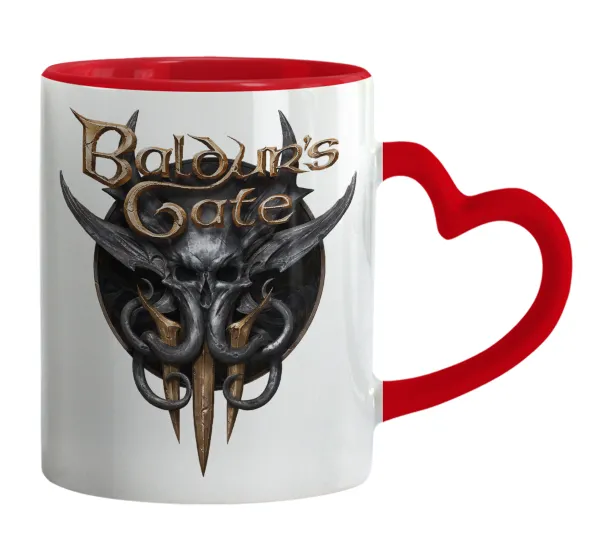 Baldur's Gate — Κούπα καρδιά χερούλι κόκκινη, κεραμική, 330ml