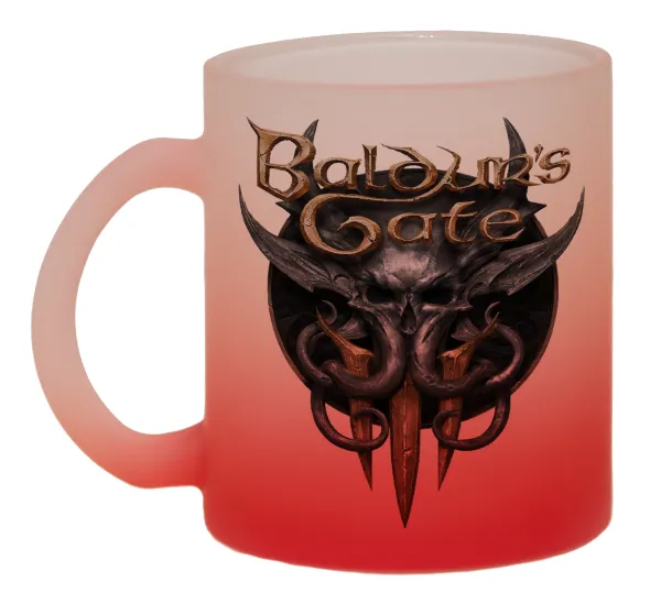 Baldur's Gate — Two-tone glass mug with matte red base, 330ml