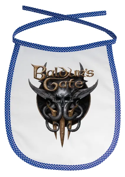 Baldur's Gate — Stain-resistant baby bib with tie, blue