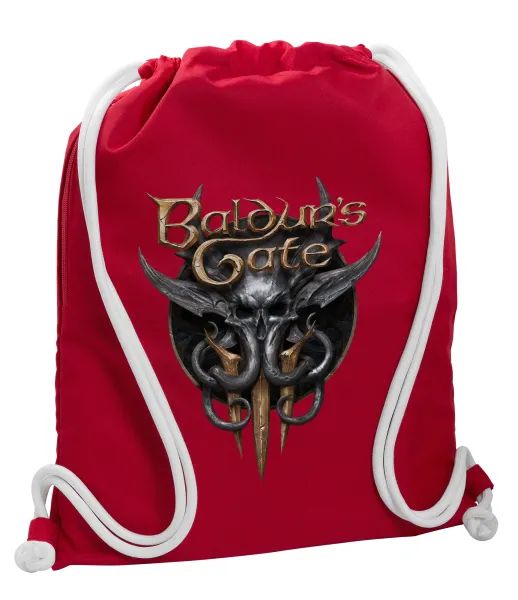 Baldur's Gate — Backpack pouch GYMBAG Red, with pocket (40x48cm) & thick cords