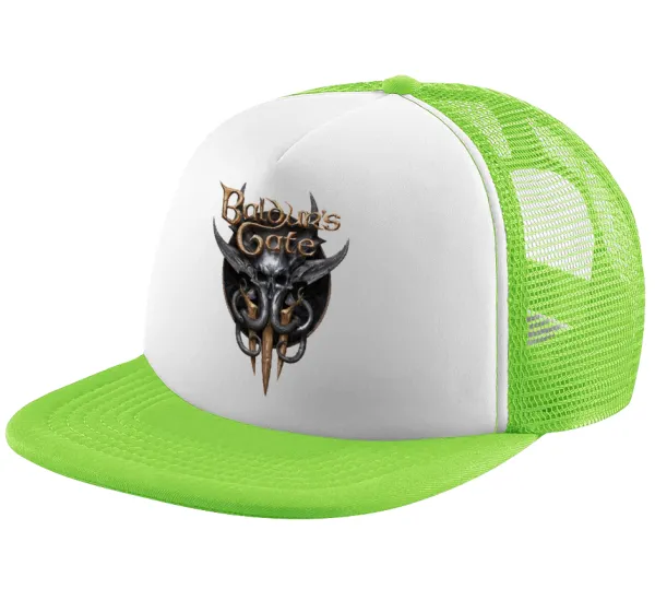 Baldur's Gate — Adult Soft Trucker Hat with Mesh GREEN/WHITE (POLYESTER, ADULT, ONE SIZE)