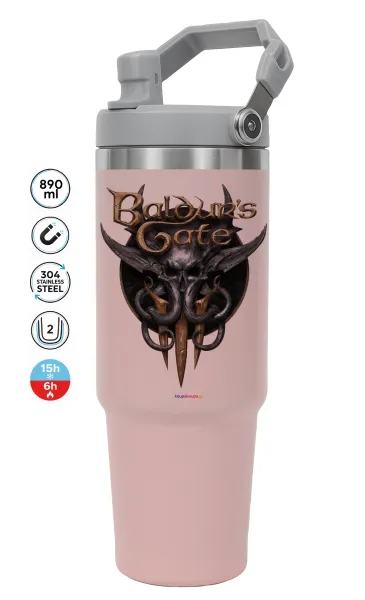 Baldur's Gate — ΡΟΖ Travel Tumbler Θερμός με χερούλι και καλαμάκι 890ml